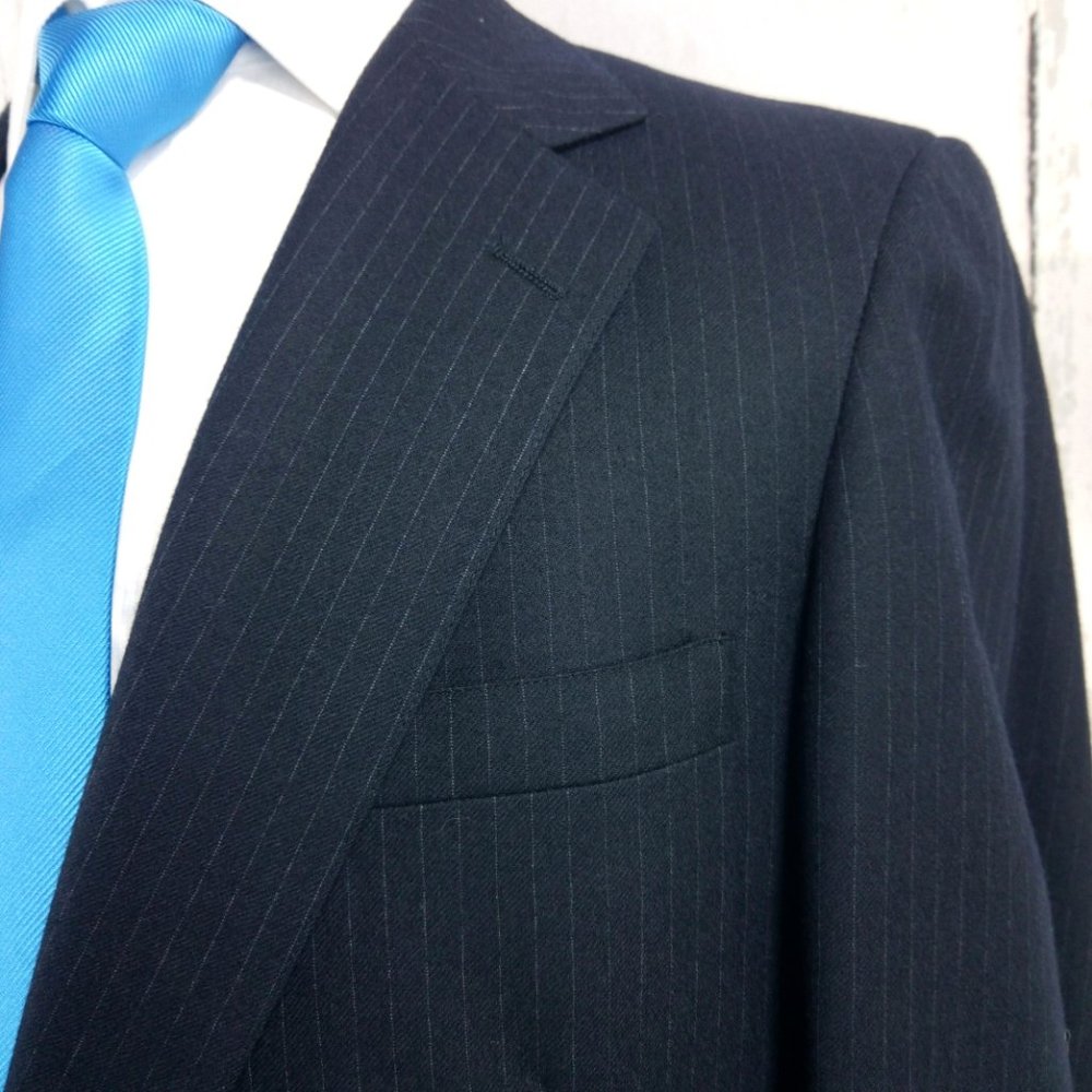 Downing Street Blue Striped Suit Blazer Sport Coat